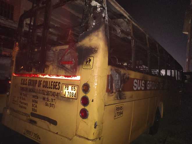 College buses set on fire : The Tribune India