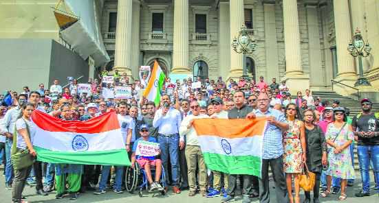 Indian diaspora protests Pulwama attack