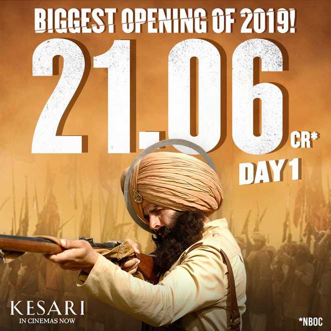 ''Kesari'' starring Akshay Kumar collects over Rs 21 crore on opening day