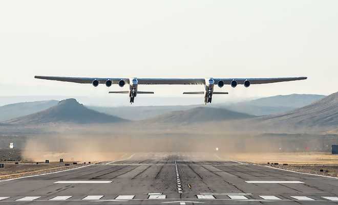 World''s largest plane makes first flight over California