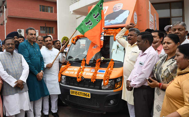 BJP launches 2 poll campaign vehicles