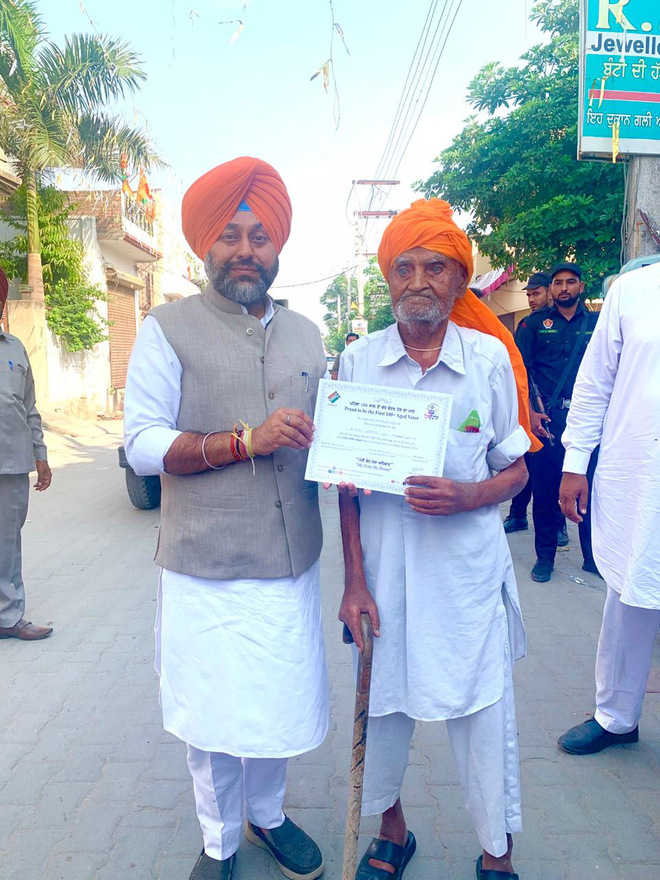 Elderly honoured, another protests