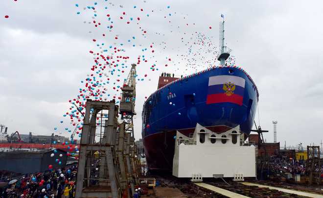 Russia, eyeing Arctic future, launches nuclear icebreaker