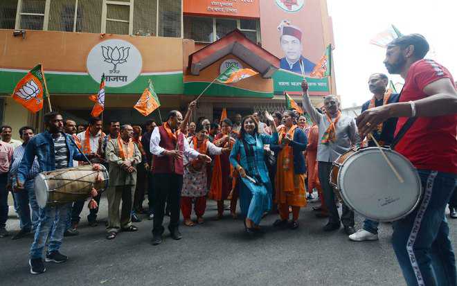 BJP workers celebrate Nadda’s elevation