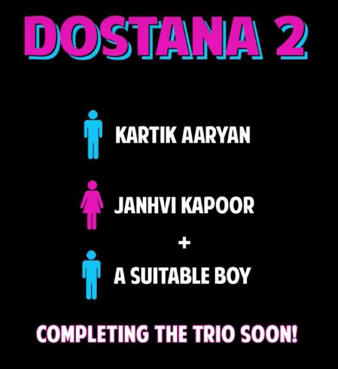 ‘Dostana 2’: Kartik Aaryan, Janhvi Kapoor roped in as leads, finding ‘suitable boy’