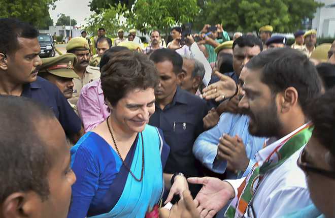 Priyanka visits Sonbhadra village; ''political stunt'', says UP deputy CM