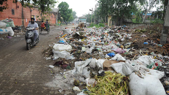 Road turns into garbage dump in Industrial Area