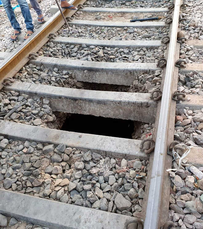 Sewer line under rly track caves in, tragedy averted