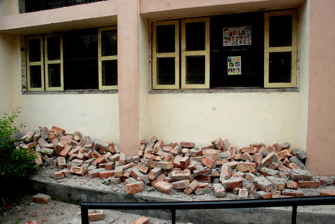Relief for students 
as wall outside classrooms razed
