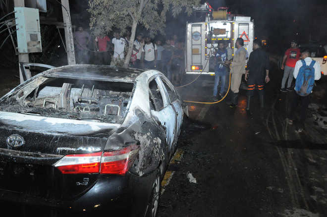 Miraculous escape for five of family as car catches fire