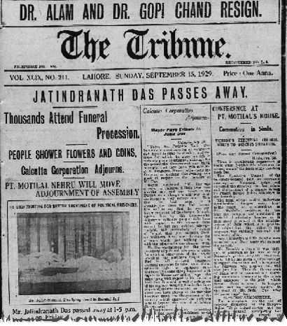 The Tribune photo on Jatin Das shook British empire