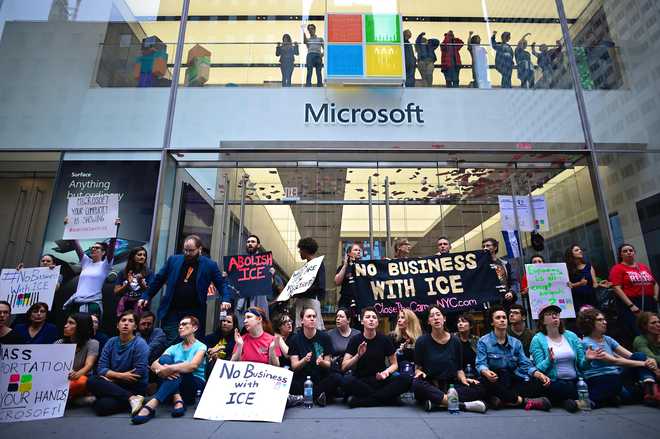 76 arrested in immigration protest at Microsoft store in New York City